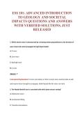 ESS 101&colon; ADVANCED INTRODUCTION&NewLine;TO GEOLOGY AND SOCIETAL&NewLine;IMPACTS QUESTIONS AND ANSWERS&NewLine;WITH VERIFIED SOLUTIONS&period; JUST&NewLine;RELEASED