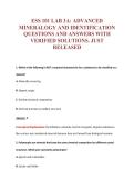 ESS 101 LAB 3A&colon; ADVANCED&NewLine;MINERALOGY AND IDENTIFICATION&NewLine;QUESTIONS AND ANSWERS WITH&NewLine;VERIFIED SOLUTIONS&period; JUST&NewLine;RELEASED