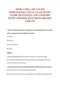 MIMG C185A ADVANCED&NewLine;IMMUNOLOGY FINAL EXAM STUDY&NewLine;GUIDE QUESTIONS AND ANSWERS&NewLine;WITH VERIFIED SOLUTIONS 2026&sol;2027&NewLine;UPDATE