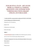 NUR 265 FINAL EXAM - ADVANCED&NewLine;MEDICAL-SURGICAL NURSING&NewLine;QUESTIONS AND ANSWERS WITH&NewLine;VERIFIED SOLUTIONS 2026&sol;2027&NewLine;UPDATE&period; JUST RELEASED