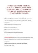 NUR 265 ADVANCED MEDICAL-&NewLine;SURGICAL NURSING FINAL PREP&NewLine;QUESTIONS AND ANSWERS WITH&NewLine;VERIFIED SOLUTIONS 2026&sol;2027&NewLine;UPDATE&period; JUST RELEASED