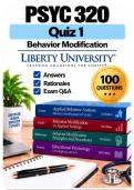 PSYC 320 Quiz 1 &ndash; Behavior Modification &lpar;2026&sol;2027&rpar; Q&A &vert; Liberty A&plus; Guarantee