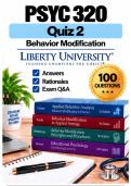 PSYC 320 Quiz 2 &ndash; Behavior Modification &lpar;2026&sol;2027&rpar; Q&A &vert; Liberty A&plus; Guarantee