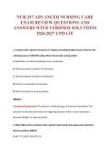 NUR 257 ADVANCED NURSING CARE&NewLine;EXAM REVIEW QUESTIONS AND&NewLine;ANSWERS WITH VERIFIED SOLUTIONS&NewLine;2026&sol;2027 UPDATE