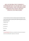 ADVANCED PRACTICE NURSING I -&NewLine;COMPREHENSIVE EXAM REVIEW &lpar;NUR&NewLine;6111&rpar; QUESTIONS AND ANSWERS WITH&NewLine;VERIFIED SOLUTIONS 2026&sol;2027&NewLine;UPDATE&period; JUST RELEASED