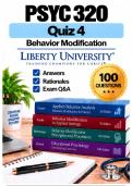 PSYC 320 Quiz 4 &ndash; Behavior Modification &lpar;2026&sol;2027&rpar; Q&A &vert; Liberty A&plus; Guarantee