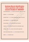 Anatomy Muscle Identification&NewLine;Exam questions with verified&NewLine;answers Graded A&plus; 2026&sol;2027&NewLine;sternocleidomastoid - muscle on the anterior region of the neck&NewLine;platysma - the neck region&NewLine;pectoralis major - muscle under the breast region of the chest&NewLine;rectus a