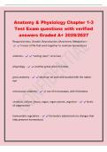 Anatomy & Physiology Chapter 1-3&NewLine;Test Exam questions with verified&NewLine;answers Graded A&plus; 2026&sol;2027&NewLine;Responsiveness&comma; Growth&comma; Reproduction&comma; Movement&comma; Metabolism -&NewLine; 5 areas of life that work together to maintain homeostasis&NewLine;anatomy - "cutting open