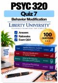 PSYC 320 Quiz 7 &ndash; Behavior Modification &lpar;2026&sol;2027&rpar; Q&A &vert; Liberty A&plus; Guarantee