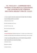 NU 170 EXAM 3 - COMPREHENSIVE&NewLine;NURSING FUNDAMENTALS QUESTIONS&NewLine;AND ANSWERS WITH VERIFIED&NewLine;SOLUTIONS 2026&sol;2027 UPDATE&period; GALEN