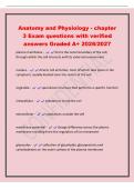 Anatomy and Physiology - chapter&NewLine;3 Exam questions with verified&NewLine;answers Graded A&plus; 2026&sol;2027&NewLine;plasma membrane - forms the outer boundary of the cell&comma;&NewLine;through which the cell interacts with its external environment&NewLine;nucleus - directs cell activities&comma; most