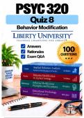 PSYC 320 Quiz 8 &ndash; Behavior Modification &lpar;2026&sol;2027&rpar; Q&A &vert; Liberty A&plus; Guarantee