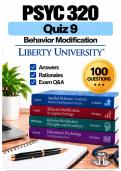 PSYC 320 Quiz 9 &ndash; Behavior Modification &lpar;2026&sol;2027&rpar; Q&A &vert; Liberty A&plus; Guarantee