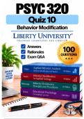PSYC 320 Quiz 10 &ndash; Behavior Modification &lpar;2026&sol;2027&rpar; Q&A &vert; Liberty A&plus; Guarantee