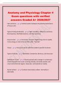 Anatomy and Physiology Chapter 4&NewLine;Exam questions with verified&NewLine;answers Graded A&plus; 2026&sol;2027&NewLine;Cell Junctions - Contact points between the plasma membranes&NewLine;of tissue cells&NewLine;Types of Cell junctions&lpar;5&rpar; - Tight Junctions&comma; Adherens Junctions&comma;&NewLine;Desmosomes&comma; Herh