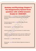 Anatomy and Physiology Chapter 5&NewLine;The Integumentary System Exam&NewLine;questions with verified answers&NewLine;Graded A&plus; 2026&sol;2027&NewLine;Functions of skin - Protection&comma; Thermoregulation&comma; Cutaneous&NewLine;Sensation&comma; Vitamin D synthesis&comma; Blood Reservoir&comma; Excretion and&NewLine;Absorption&period;