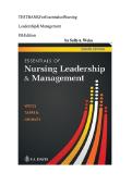 Essentials of Nursing Leadership and Management&comma; 8th Edition by Sally A&period; Weiss&comma; Diane M&period; Tappen&comma; and Krista Grimley &ndash; Complete Test Bank with Answers and Rationales for Chapters 1&ndash;16 
