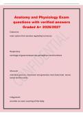 Anatomy and Physiology Exam&NewLine;questions with verified answers&NewLine;Graded A&plus; 2026&sol;2027&NewLine;Endocrine&NewLine;main system that secretes regulating hormones&NewLine;Respiratory&NewLine;exchange of gases between the atmosphere and the blood