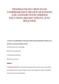 PHARMACOLOGY HESI EXAM&NewLine;COMPREHENSIVE REVIEW QUESTIONS&NewLine;AND ANSWERS WITH VERIFIED&NewLine;SOLUTIONS 2026&sol;2027 UPDATE&period; JUST&NewLine;RELEASED