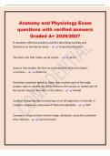 Anatomy and Physiology Exam&NewLine;questions with verified answers&NewLine;Graded A&plus; 2026&sol;2027&NewLine;A standard reference position used for describing location and&NewLine;directions on the human body&period; - Anatomical Position&NewLine;The basic unit that makes up all matter&period; - Atom&NewLine;Scienc