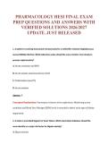 PHARMACOLOGY HESI FINAL EXAM&NewLine;PREP QUESTIONS AND ANSWERS WITH&NewLine;VERIFIED SOLUTIONS 2026&sol;2027&NewLine;UPDATE&period; JUST RELEASED