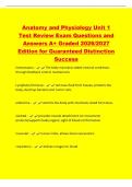 Anatomy and Physiology Unit 1&NewLine;Test Review Exam Questions and&NewLine;Answers A&plus; Graded 2026&sol;2027&NewLine;Edition for Guaranteed Distinction&NewLine;Success&NewLine;homeostasis - The body maintains stable internal conditions&NewLine;through feedback control mechanisms&period;&NewLine;Lymphatic&sol;immune - 