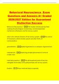 Behavioral Neuroscience Exam&NewLine;Questions and Answers A&plus; Graded&NewLine;2026&sol;2027 Edition for Guaranteed&NewLine;Distinction Success&NewLine;Behavioral Neuroscience -The modern interdisciplinary field&NewLine;studying the physiological&comma; evolutionary&comma; and developmental&NewLine;mechanisms of b