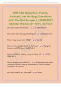 BIO 102&colon; Evolution&comma; Plants&comma;&NewLine;Animals&comma; and Ecology Questions&NewLine;with Verified Answers &vert; 2026&sol;2027&NewLine;Update&vert; Graded A&plus; 100&percnt; Correct&NewLine;Who is the professor for BIO 102&quest; - Dr&period; Adam Ramsey&NewLine;Where is Dr&period; Adam Ramsey's office located&quest; - 235 Godwin Hall&NewLine;What 