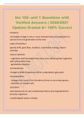 bio 102- unit 1 Questions with&NewLine;Verified Answers &vert; 2026&sol;2027&NewLine;Update&vert; Graded A&plus; 100&percnt; Correct&NewLine;Evolution&NewLine;a heritable change in one or more characteristics of a population or&NewLine;species from one gene