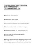 PRIVATE INVESTIGATOR CERTIFICATION&NewLine;EXAM SCRIPT COMPLETE&NewLine;QUESTIONS AND SOLUTIONS