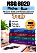 NSG 6020 Midterm &ndash; Advanced Health & Physical Assessment &lpar;2026&sol;2027&rpar; Q&A &vert; South A&plus; Guarantee