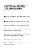 PRIVATE PILOT FAA KNOWLEDGE TEST&NewLine;LATEST STUDY GUIDE WITH VERIFIED&NewLine;CORRECT ANSWERS GRADED A