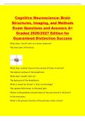 Cognitive Neuroscience&colon; Brain&NewLine;Structures&comma; Imaging&comma; and Methods&NewLine;Exam Questions and Answers A&plus;&NewLine;Graded 2026&sol;2027 Edition for&NewLine;Guaranteed Distinction Success&NewLine;What does 'rostral' refer to in brain anatomy&quest;&NewLine;The front part of the brain&period;