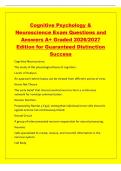 Cognitive Psychology &&NewLine;Neuroscience Exam Questions and&NewLine;Answers A&plus; Graded 2026&sol;2027&NewLine;Edition for Guaranteed Distinction&NewLine;Success&NewLine;Cognitive Neuroscience&NewLine;The study of the physiological basis of cognition&period;&NewLine;Levels of Analysis&NewLine;An approach where topics can