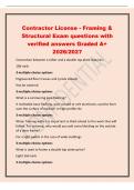 Contractor License - Framing &&NewLine;Structural Exam questions with&NewLine;verified answers Graded A&plus;&NewLine;2026&sol;2027&NewLine;Connection between a rafter and a double top plate requires&colon;&NewLine;10d nails&NewLine;3 multiple choice options&NewLine;Engineered floor trusses and I joists should&colon;&NewLine;Not b