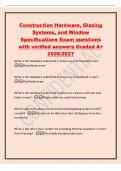 Construction Hardware&comma; Glazing&NewLine;Systems&comma; and Window&NewLine;Specifications Exam questions&NewLine;with verified answers Graded A&plus;&NewLine;2026&sol;2027&NewLine;What is the hardware called that is shown as a domehead screw&quest; -&NewLine;Domehead screw&NewLine;What is the hardware called that is shown as 