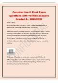 Construction II Final Exam&NewLine;questions with verified answers&NewLine;Graded A&plus; 2026&sol;2027&NewLine;What is BIM&quest;&NewLine;BUILDING INFORMATION MODELING&colon; A digital representation of&NewLine;physical and functional characteristics of a facility&period;&NewLine;A BIM is a shared knowledge resource for in