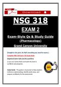NSG 318 Exam 2 &ndash; Grand Canyon University Pharmacology &lpar;2026&sol;2027&rpar; NCLEX Questions & Answers to Pass the Exam &lpar;100&percnt; Graded&rpar;