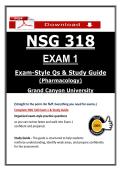 NSG 318 Exam 1 &ndash; Grand Canyon University Pharmacology &lpar;2026&sol;2027&rpar; NCLEX Questions & Answers to Pass the Exam &lpar;100&percnt; Graded&rpar;