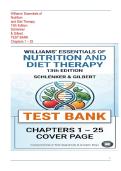 Williams' Essentials of Nutrition and Diet Therapy 13th Edition by Schlenker & Gilbert &ndash; Test Bank Chapters 1&ndash;25 &ndash; Complete Practice Questions with Answers
