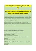 Consumer Behavior Study Guide &lpar;Ch&period; 1&NewLine;5&rpar; &NewLine;Marketing Psychology Fundamentals & &NewLine;Buyer Decision-Making Review 