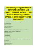 Abnormal Psychology EXAM WITH &NewLine;COMPLETE QUESTIONS AND &NewLine;CORRECT DETAILED ANSWERS &lpar;100&percnt; &NewLine;VERIFIED ANSWERS&rpar; &vert; ALREADY &NewLine;GRADED A&plus; &vert; PROFESSOR VERIFIED &vert; &NewLine;BRANDNEW&excl;&excl;&excl; 