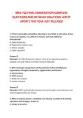 MBA 702 FINAL EXAMINATION COMPLETE &NewLine;QUESTIONS AND DETAILED SOLUTIONS LATEST &NewLine;UPDATE THIS YEAR JUST RELEASED