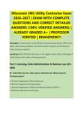 Wisconsin &lpar;WI&rpar; Utility Contractor Exam &NewLine;2026&ndash;2027 &vert; EXAM WITH COMPLETE &NewLine;QUESTIONS AND CORRECT DETAILED &NewLine;ANSWERS &lpar;100&percnt; VERIFIED ANSWERS&rpar; &vert; &NewLine;ALREADY GRADED A&plus; &vert; PROFESSOR &NewLine;VERIFIED &vert; BRANDNEW&excl;&excl;&excl; 
