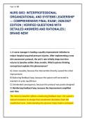 NURS 6053&colon; INTERPROFESSIONAL &NewLine;ORGANIZATIONAL AND SYSTEMS LEADERSHIP &NewLine;&mdash; COMPREHENSIVE FINAL EXAM &vert; 2026&sol;2027 &NewLine;EDITION &vert; VERIFIED QUESTIONS WITH &NewLine;DETAILED ANSWERS AND RATIONALES &vert; &NewLine;BRAND NEW&excl;