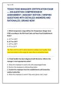 TEXAS FOOD MANAGER CERTIFICATION EXAM &NewLine;&mdash; 200-QUESTION COMPREHENSIVE &NewLine;ASSESSMENT &vert; 2026&sol;2027 EDITION &vert; VERIFIED &NewLine;QUESTIONS WITH DETAILED ANSWERS AND &NewLine;RATIONALES &vert; BRAND NEW&excl;