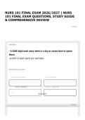 NURS 101 FINAL EXAM 2026&sol;2027 &vert; NURS 101 FINAL EXAM QUESTIONS&comma; STUDY GUIDE & COMPREHENSIVE REVIEW&NewLine;