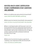 DEVOTED HEALTH AGENT CERTIFICATION&NewLine;EXAMS COMPREHENSIVE STUDY QUESTIONS&NewLine;AND ANSWERS&NewLine;