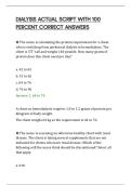 DIALYSIS ACTUAL SCRIPT WITH 100&NewLine;PERCENT CORRECT ANSWERS