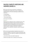 DIALYSIS COMPLETE QUESTIONS AND&NewLine;ANSWERS GRADED A&plus;&NewLine;